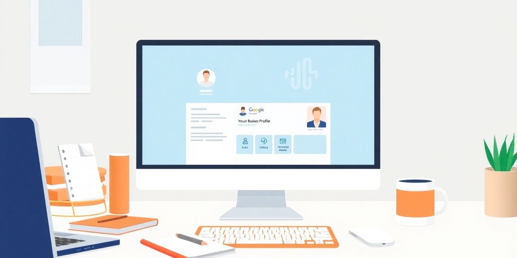 Illustrative workspace with Google Business Profile on screen.