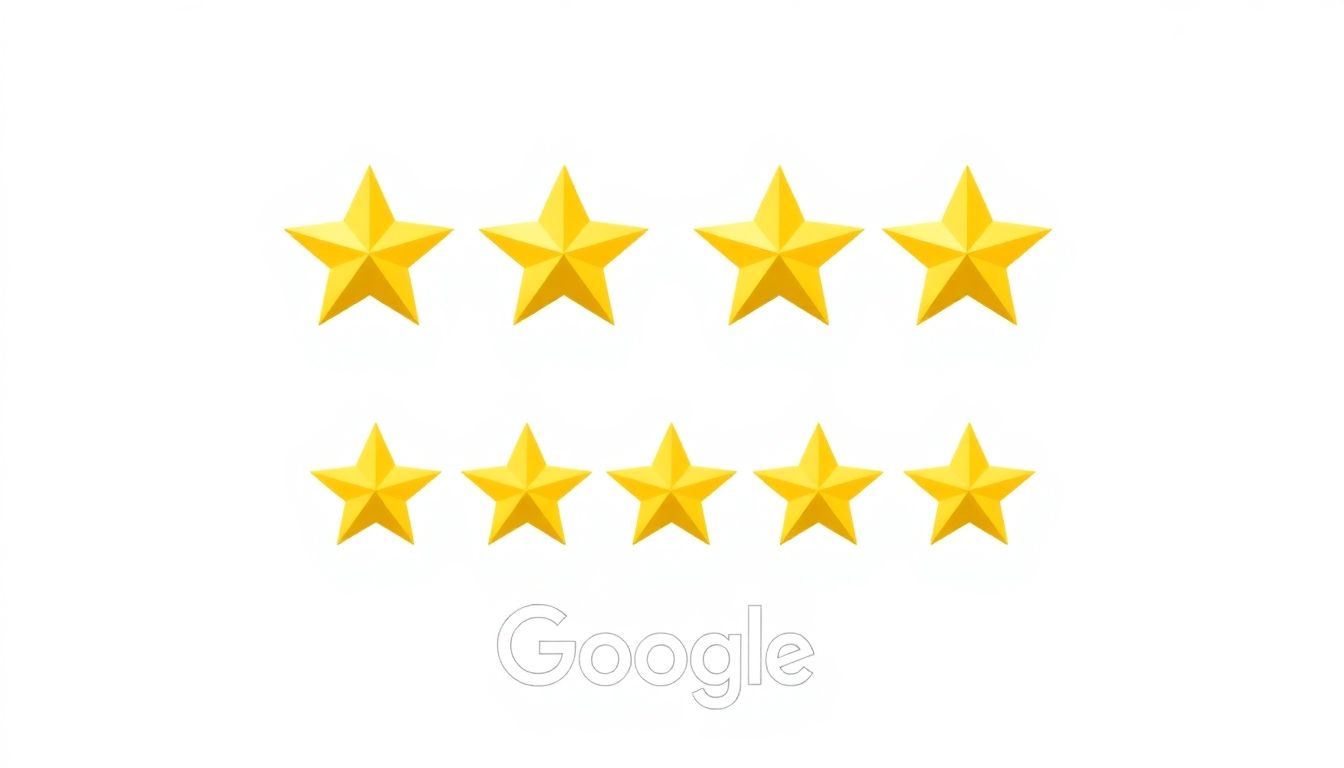 5-star review example with Google branding.