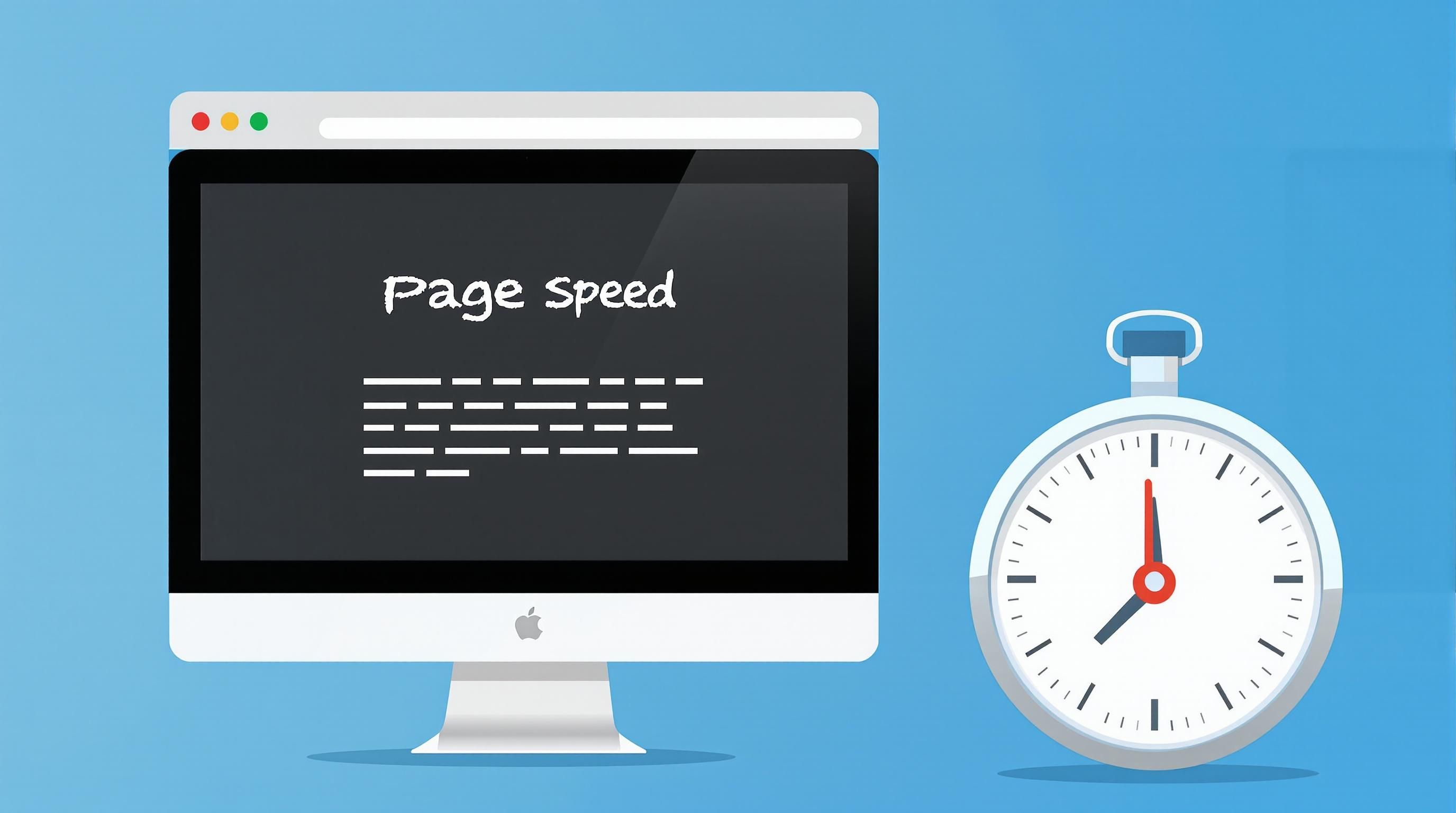 Computer screen with web page and stopwatch for SEO.