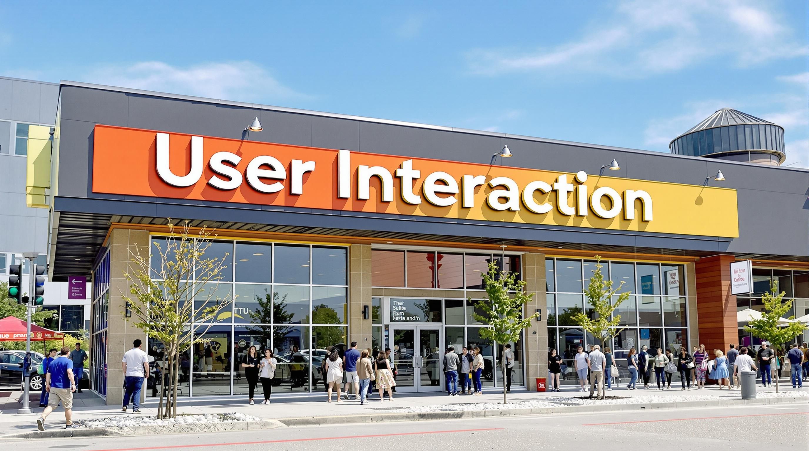 Omaha building with 'User Interaction' sign in view.