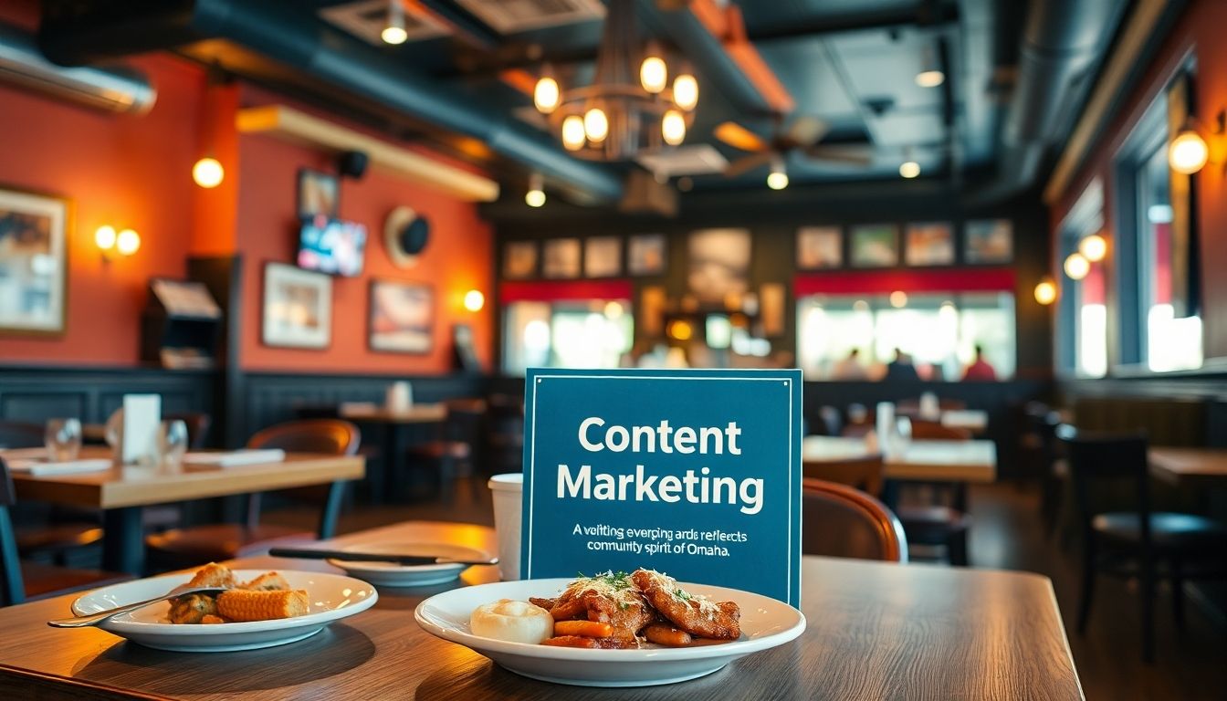 Inside a restaurant with a menu saying 'Content Marketing'.