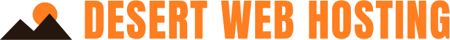 Desert Web Hosting logo with a mountain and an orange sun