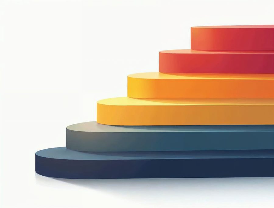 Colorful bars shrinking in size from large to small, showing the six heading levels from most to least important