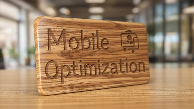Plaque with 'Mobile Optimization' in a professional setting.