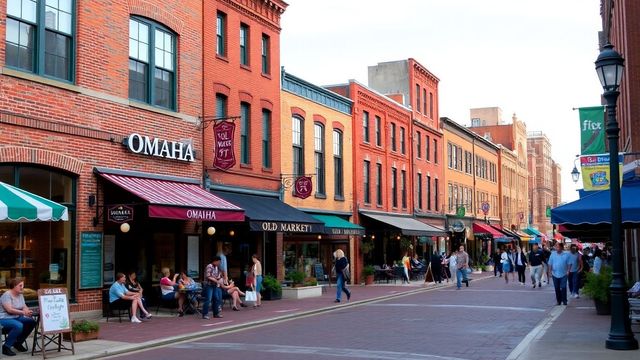 Omaha's Old Market District with shops and outdoor cafes.