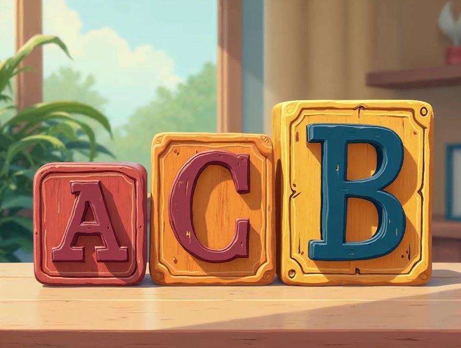 Three letter blocks in small, medium and large sizes lined up to show how font sizes change