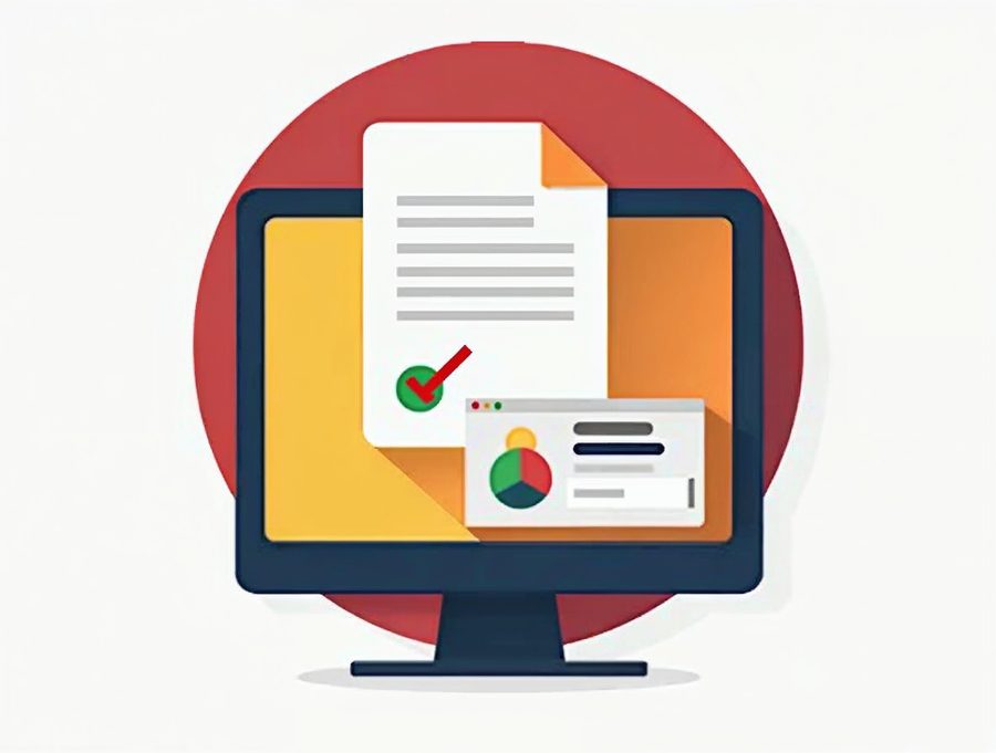 Illustration of a saved web page file with a green check mark next to a wrongly named file marked with a red cross