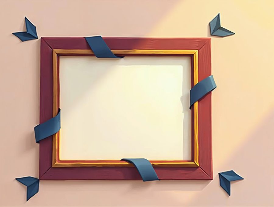 Flat illustration of a small picture frame growing into a larger frame with arrows at the corners