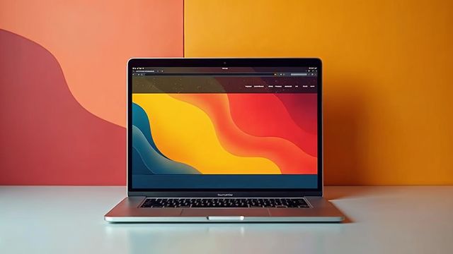 Laptop showing a website with a dark strip of small icons across the top, like the WordPress admin bar