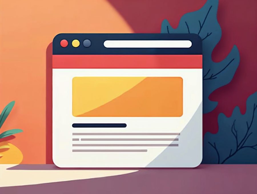 Illustration of a browser tab with a highlighted headline bar and a short summary bar below it