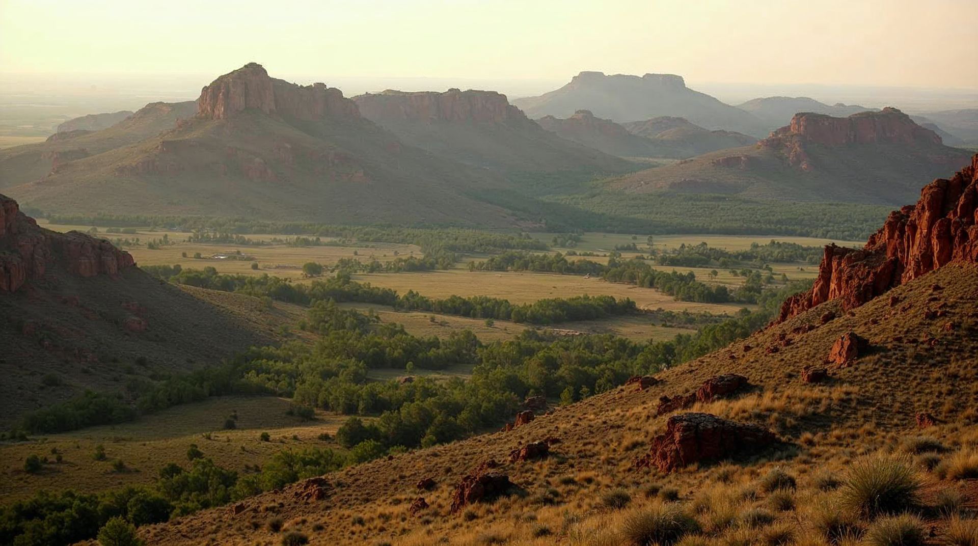 Red buttes and pine ridges at Fort Robinson State Park in the Nebraska Pine Ridge