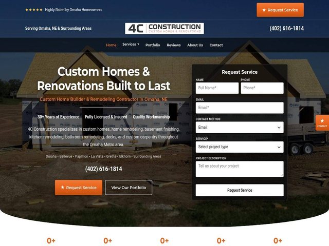 Home page of the 4C Construction website