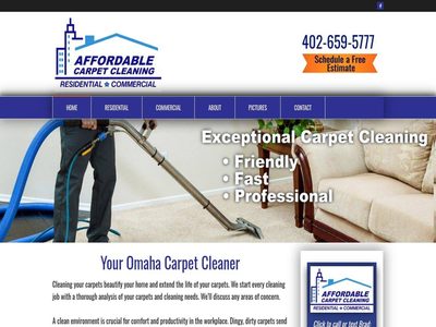 Home page of the Affordable Carpet Cleaning Omaha website