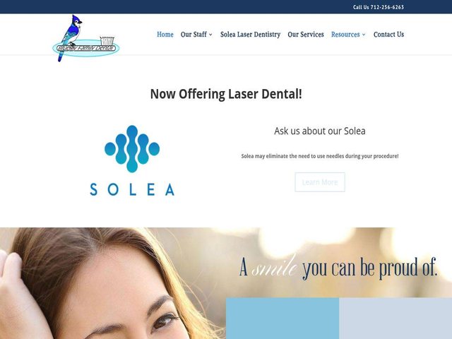Home page of the Bluejay Family Dental website