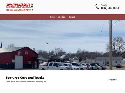 Home page of the Brester Auto Sales website