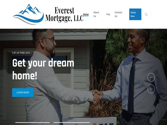Home page of the Everest Mortgage LLC website