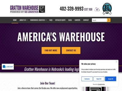 Home page of the Gratton Warehouse website