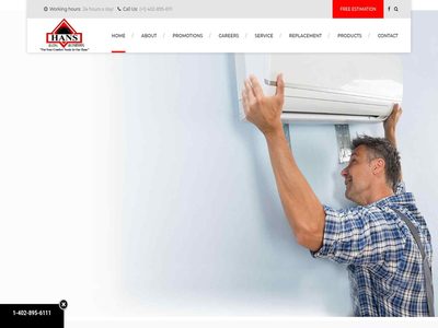 Home page of the Hans Heating and Air Conditioning website