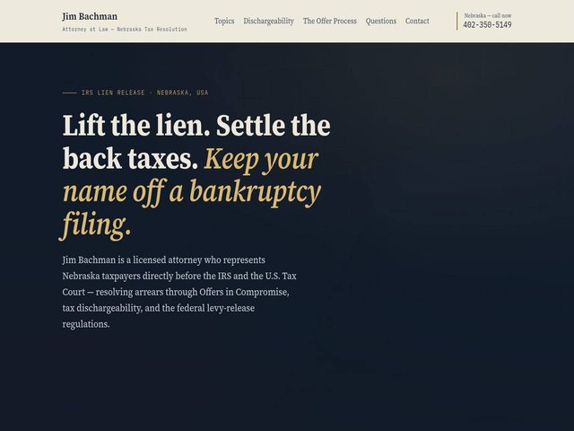 Home page of the Jim Bachman, Attorney at Law website