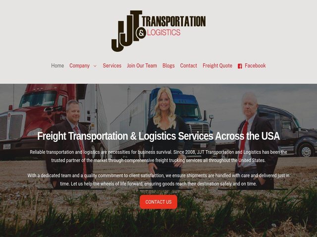 Home page of the JJT Transportation & Logistics website