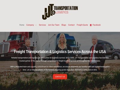 Home page of the JJT Transportation & Logistics website