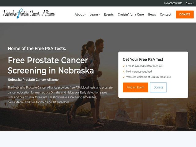 Home page of the Nebraska Prostate Cancer Alliance website