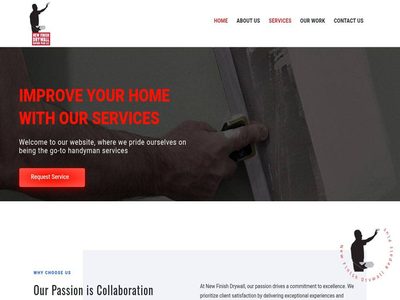 Home page of the New Finish Drywall Repair Plus LLC website