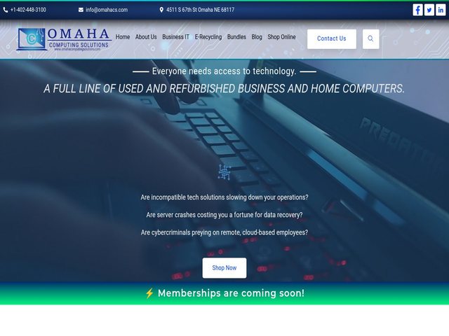 Home page of the Omaha Computing Solutions website