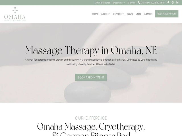Home page of the Omaha Massage & Wellness Center website