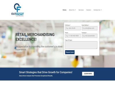 Home page of the Out Front Merchandising website