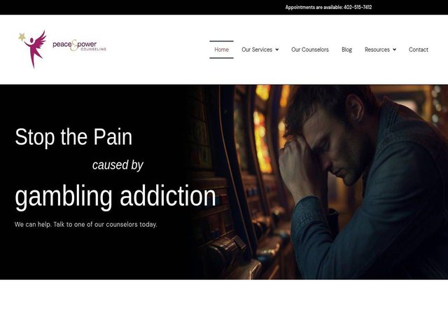 Home page of the Peace and Power Counseling website