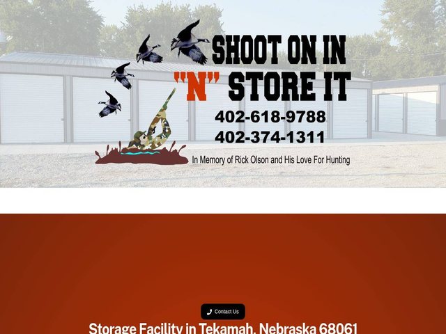 Home page of the Shoot 'N' Store It website