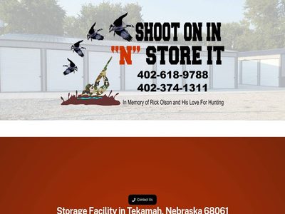 Home page of the Shoot 'N' Store It website