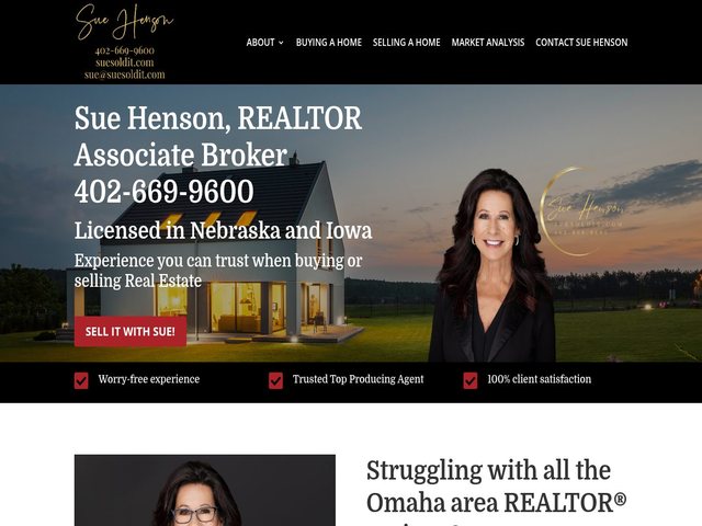 Home page of the Sue Henson, REALTOR website