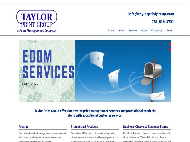 Home page of the Taylor Print Group website