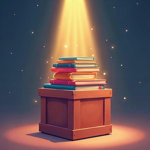 Colorful illustration of building blocks and stacked panels with a beam of light lifting the top panel