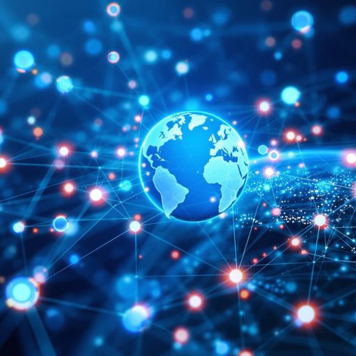 A globe with the internet around it