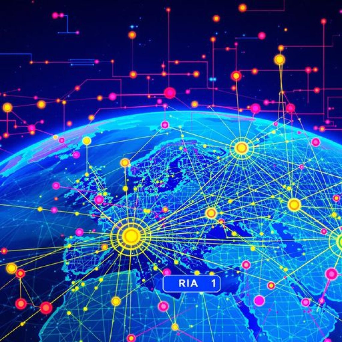 A picture of a globe surrounded by a network