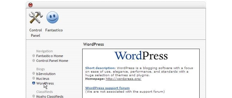 wp-fantastico setting up WordPress in one-click is easy