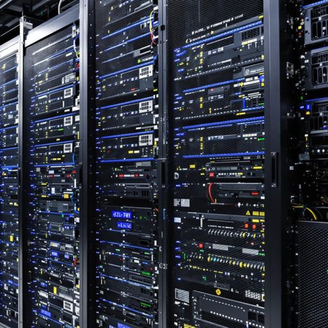 A picture of a server room with dedicated servers