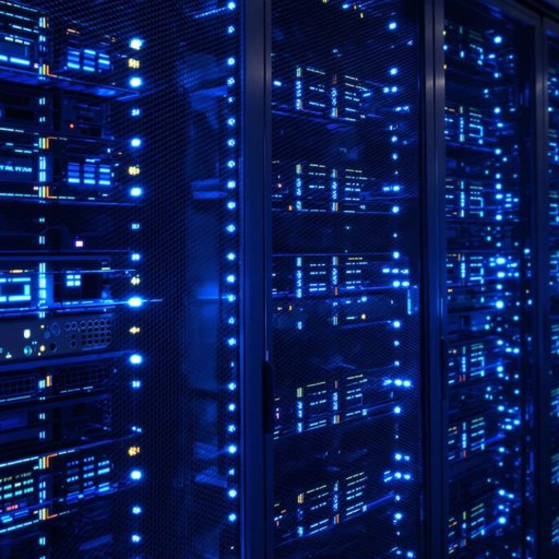 A picture of a server room with virtual private servers