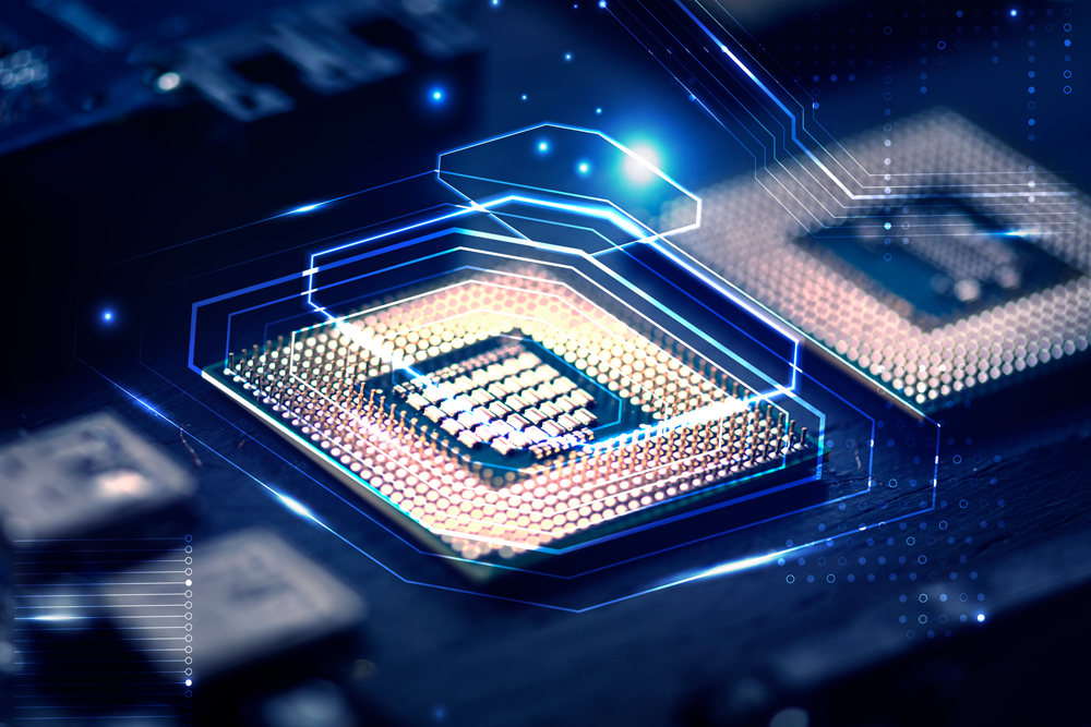 microchips with fun lights above them
