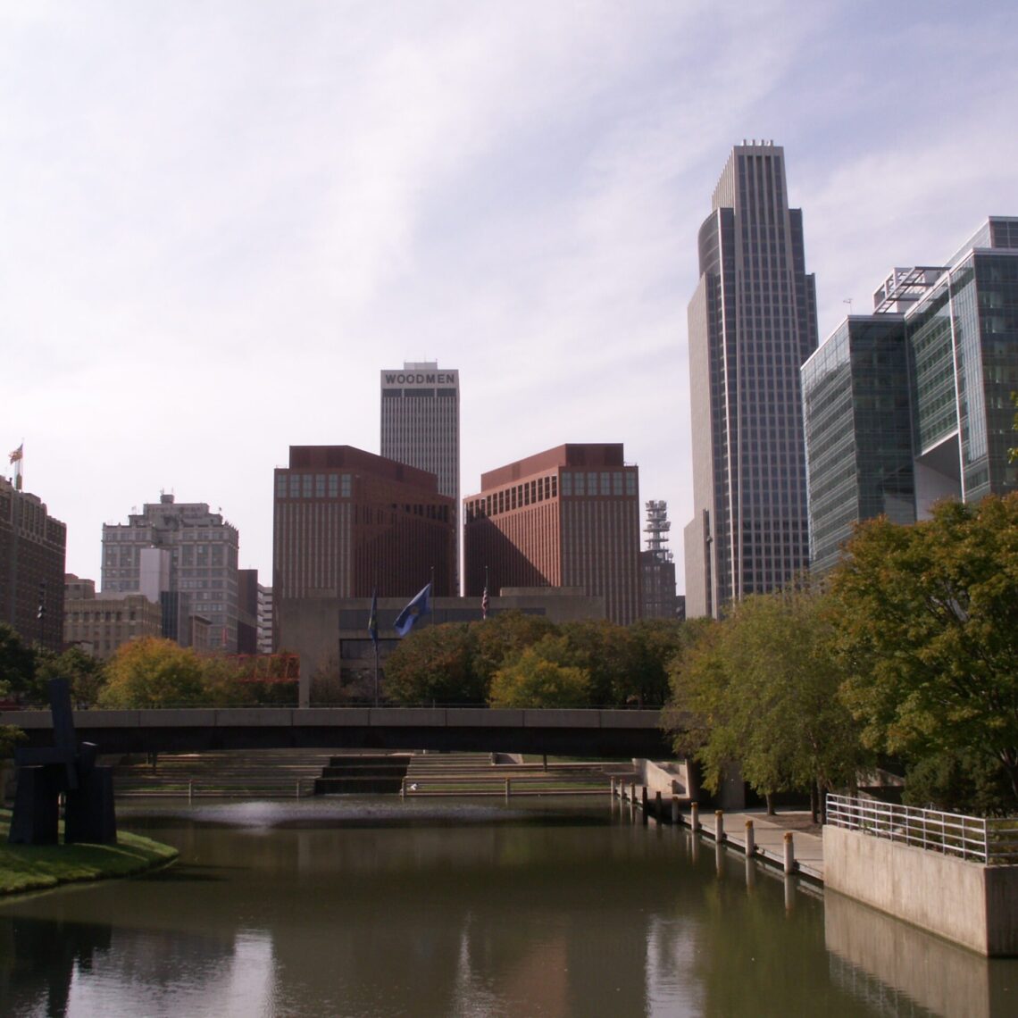 Omaha skyline from the old gene lahey mall with the river