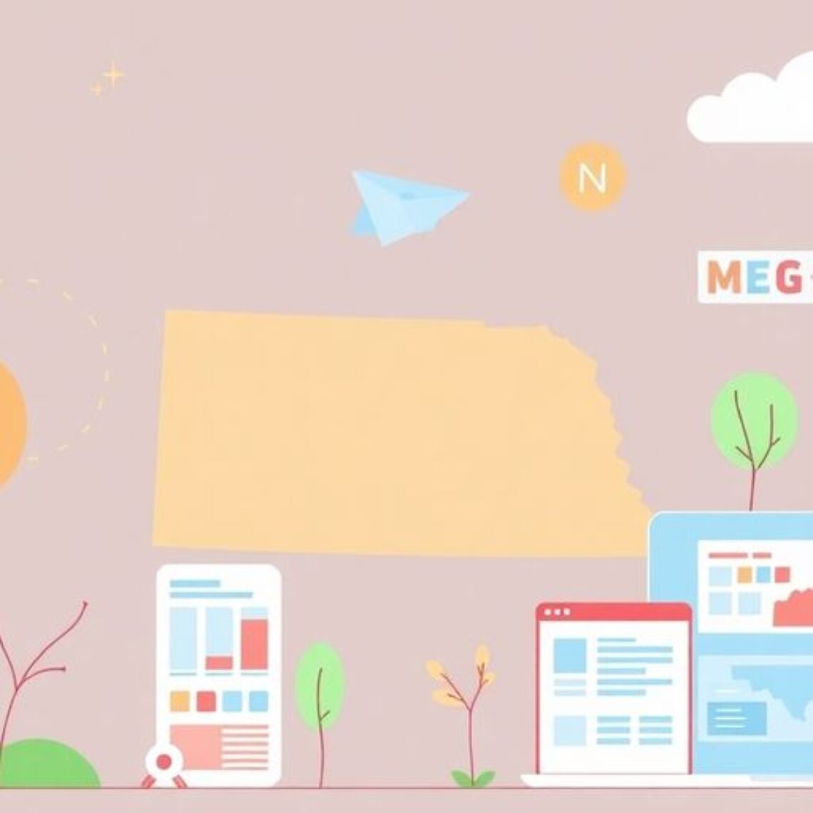 Illustrative web design for Nebraska educational institutions.