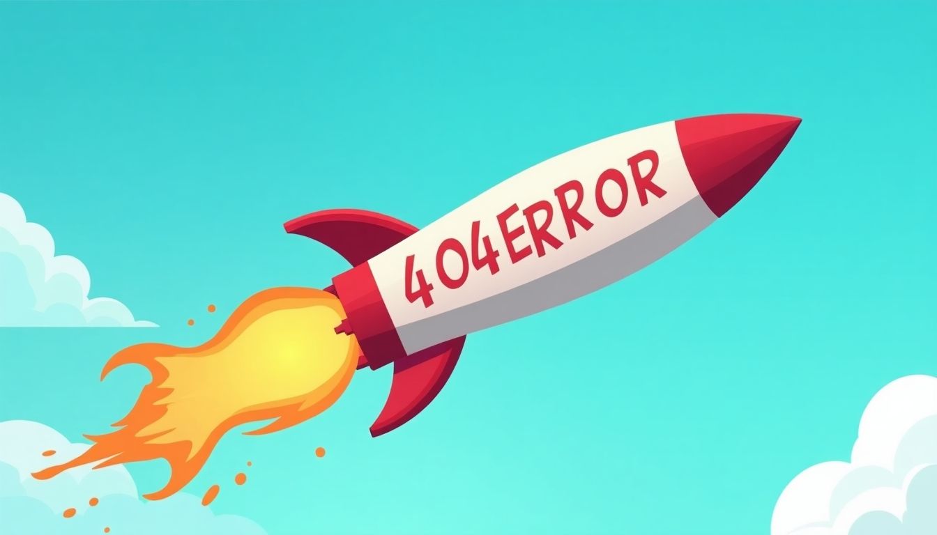 Space rocket with '404 Error' on the side.
