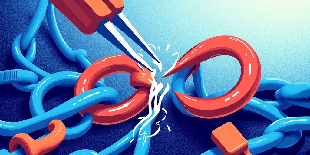 Illustrative image of repairing broken links with tools.