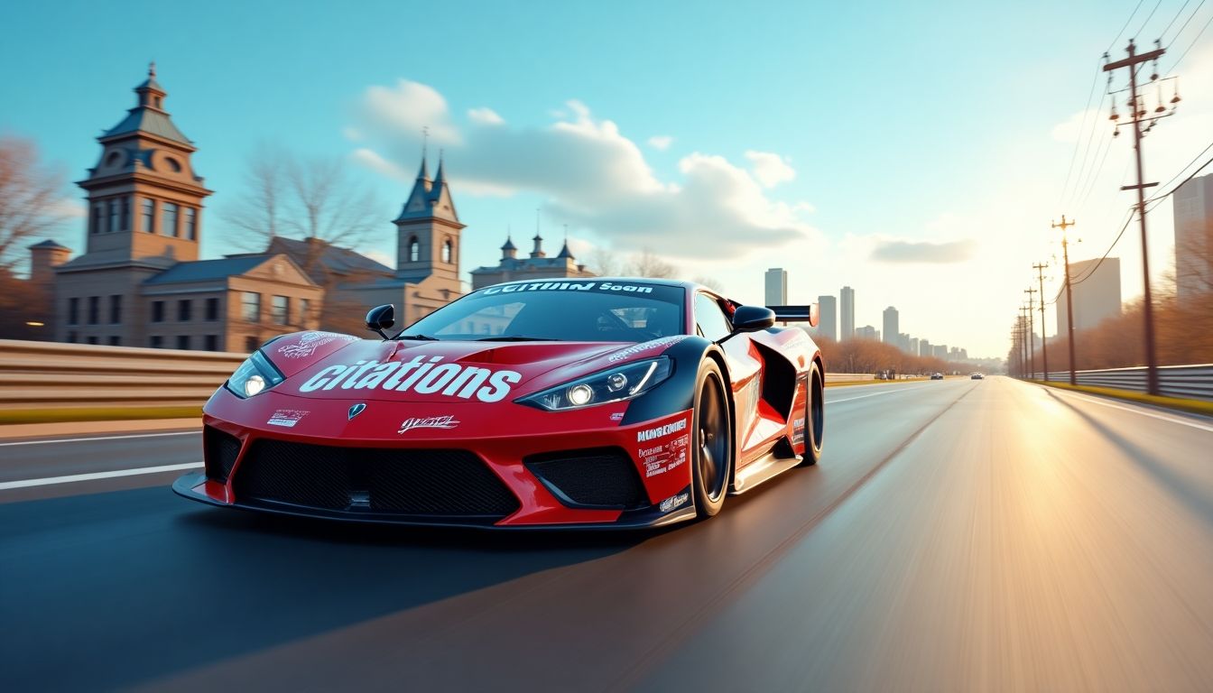 Race car with 'Citations' on the hood in Omaha.