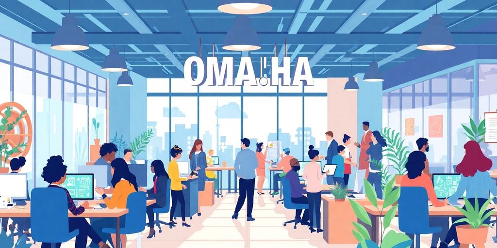 Diverse professionals collaborating in a vibrant Omaha office.