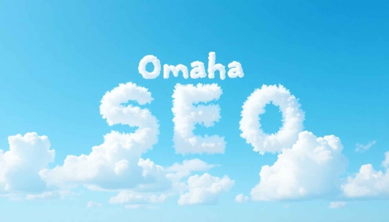 Clouds in the sky spelling 'Omaha SEO'.
