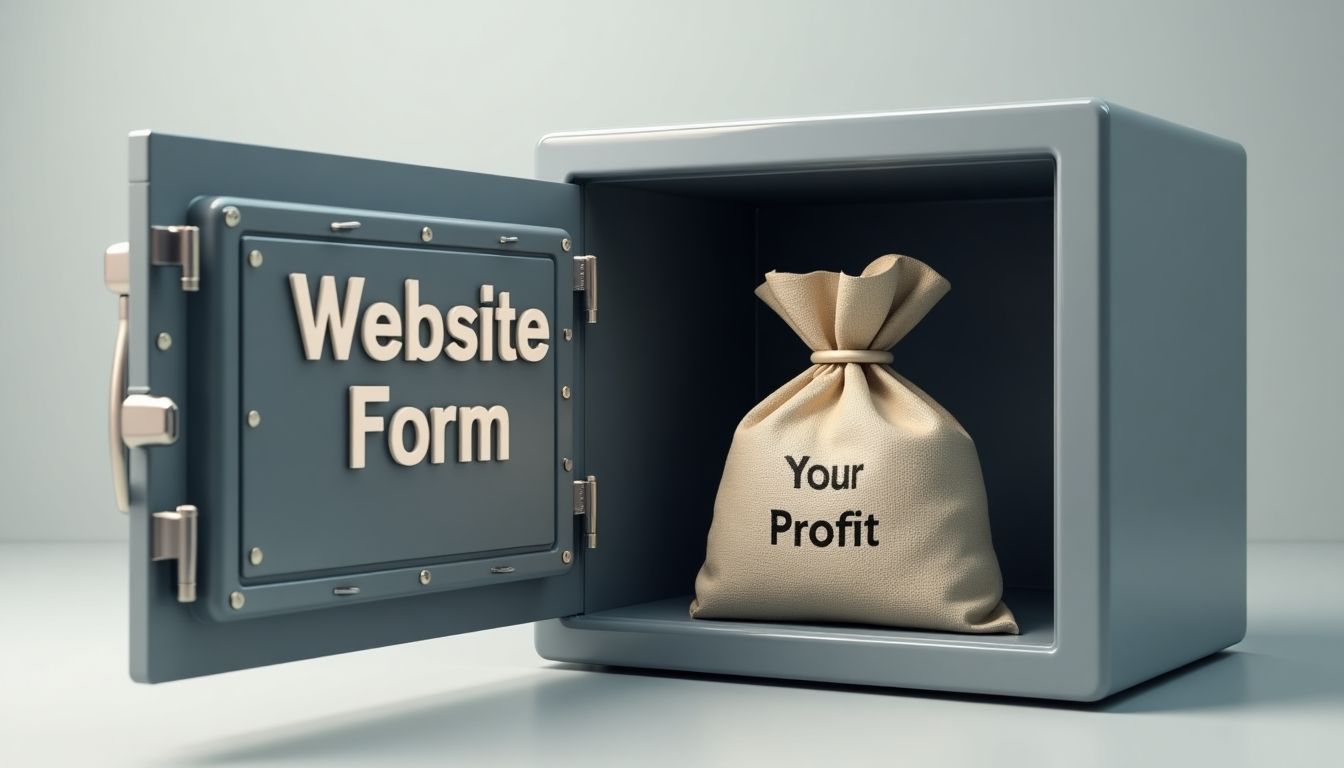 Open safe with bank bag labeled 'Your Profit'.